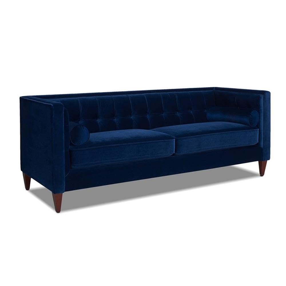 Navy Blue Velvet Tufted Sofa L6553