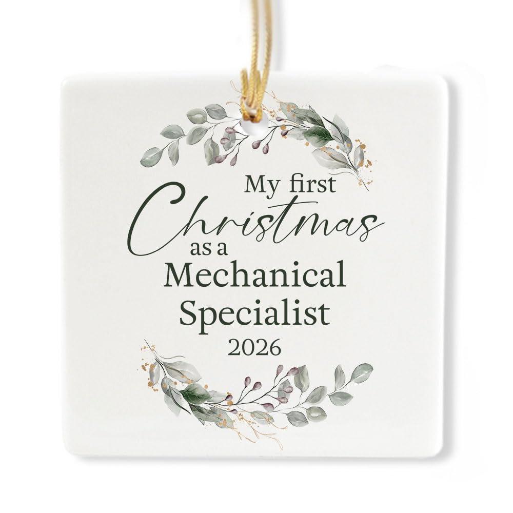 Ceramic 3-inch Square Botanical Wreath Ornament C3340