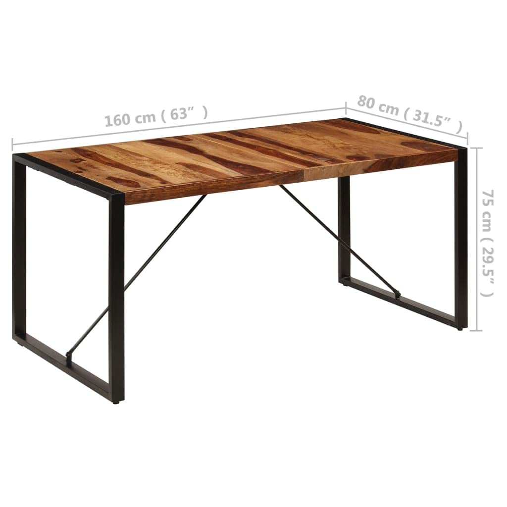 Square Dining Table, 63"x31.5"x29.5" Solid Sheesham Wood I322684