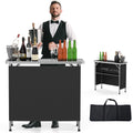 Portable 2-Tier Mobile Bar Table with Black Skirt R106