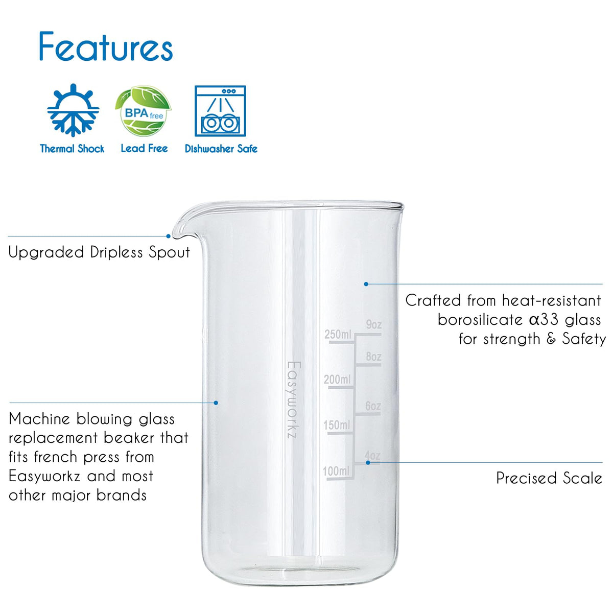 12 oz Borosilicate Glass French Press T216