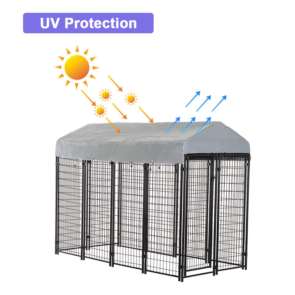 8'x4'x6' Heavy Duty Galvanized Metal Dog Kennel U595974