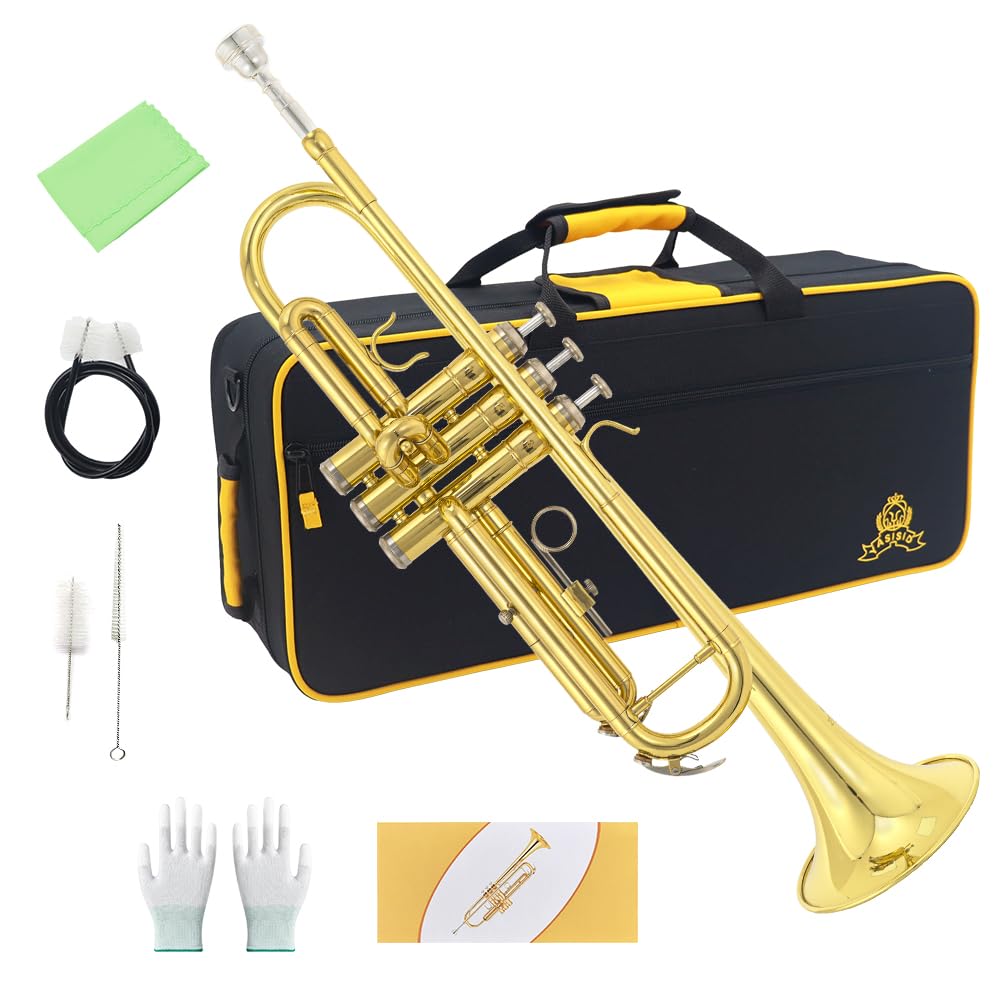 Trumpet Instrument with Case, Mouthpiece, Cloth and Gloves Q754
