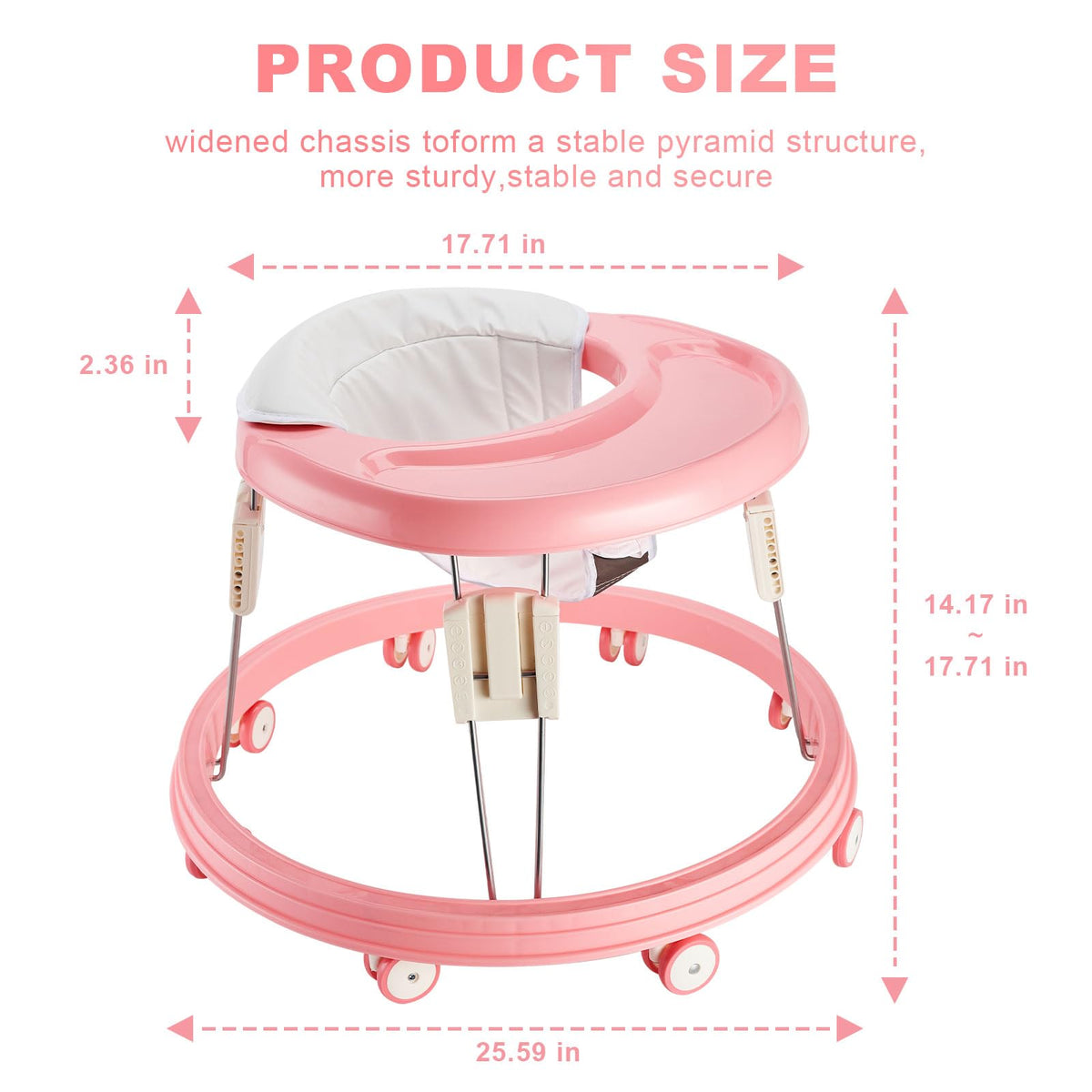 Adjustable Folding Baby Walker with Easy Clean Tray D801382