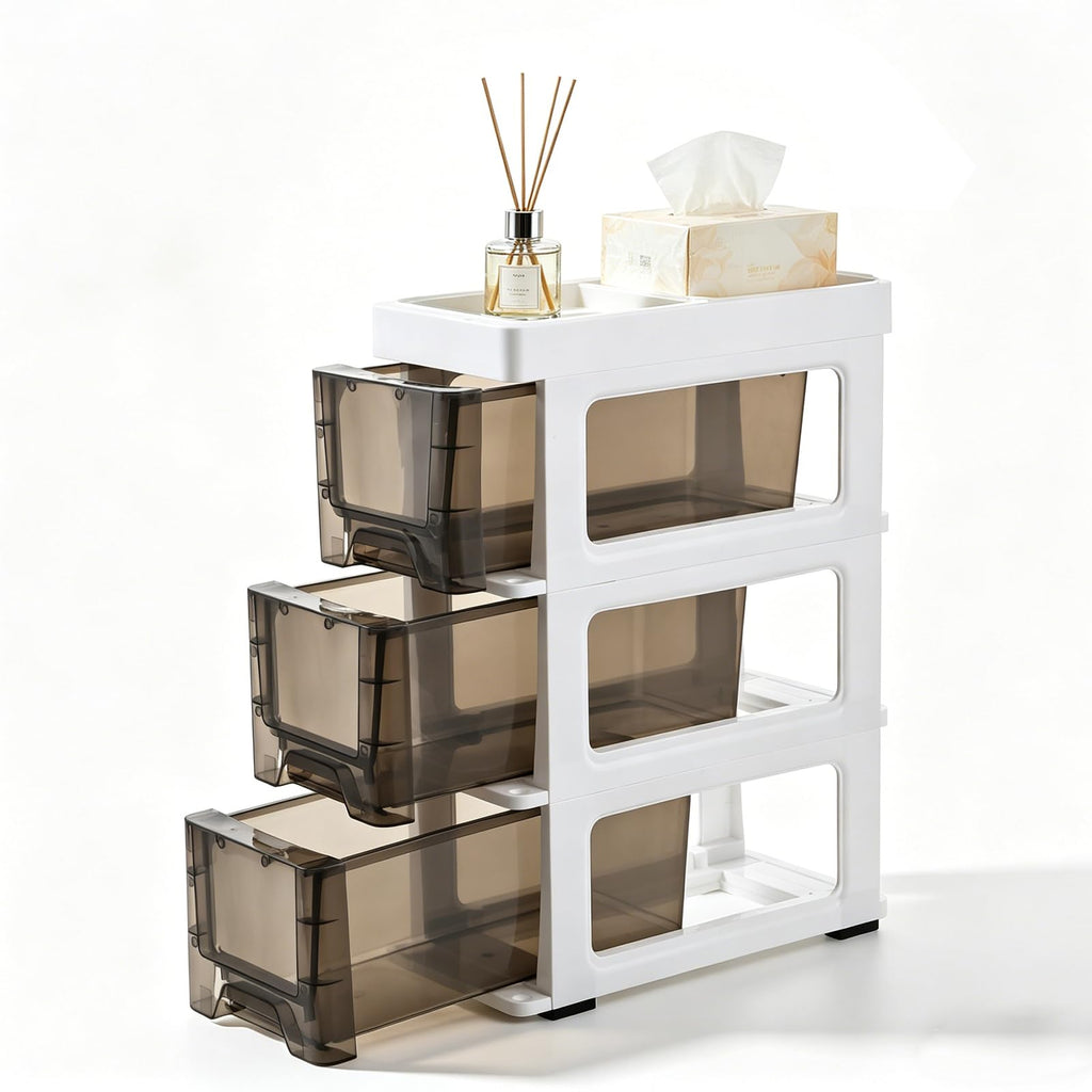 3 Drawer Narrow Plastic Storage Cart with Wheels M102