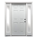 Primed Steel Left Hand In-Swing 6-Panel Exterior Prehung Door 36"x80" with 14" Sidelites C73563