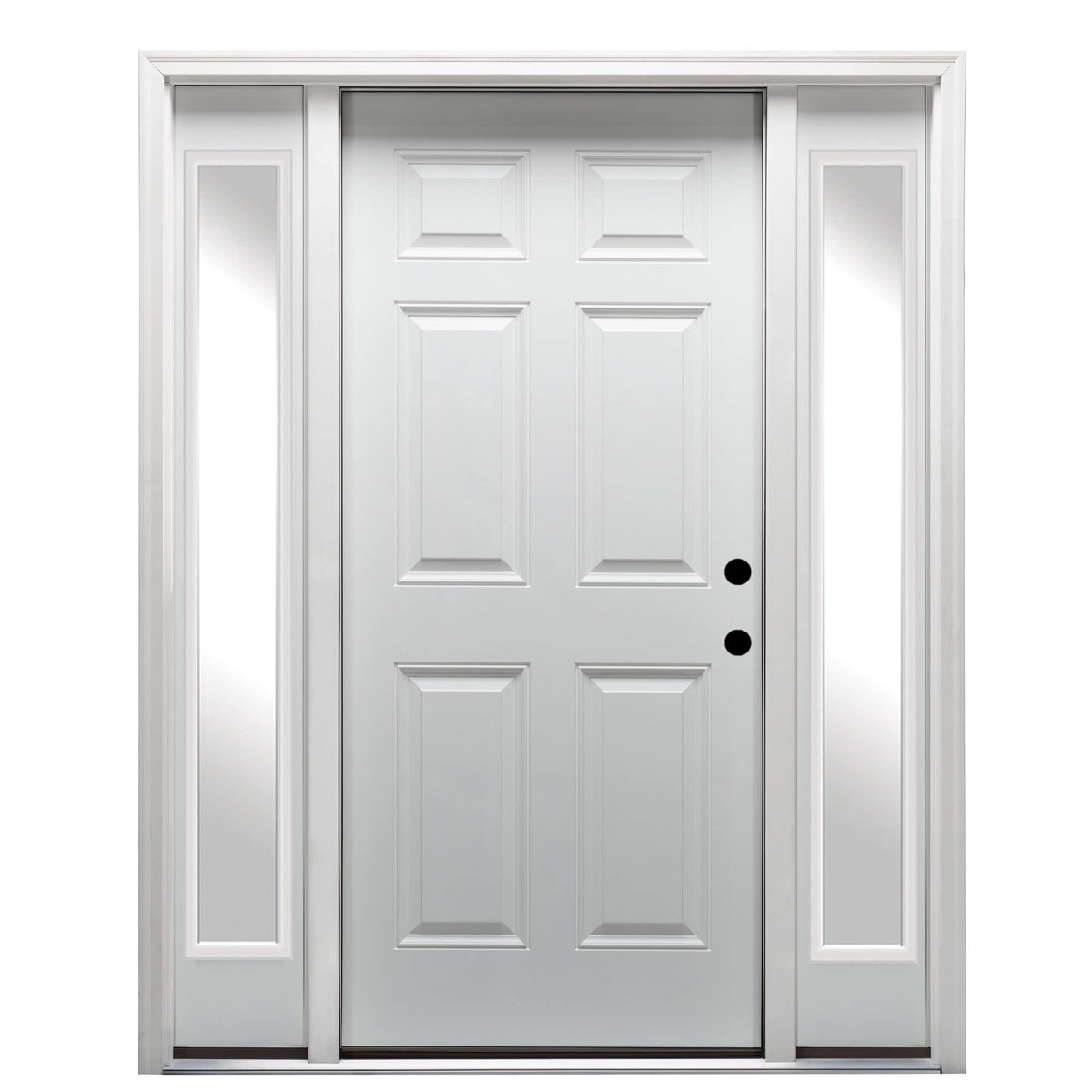 Primed Steel Left Hand In-Swing 6-Panel Exterior Prehung Door 36"x80" with 14" Sidelites C73563