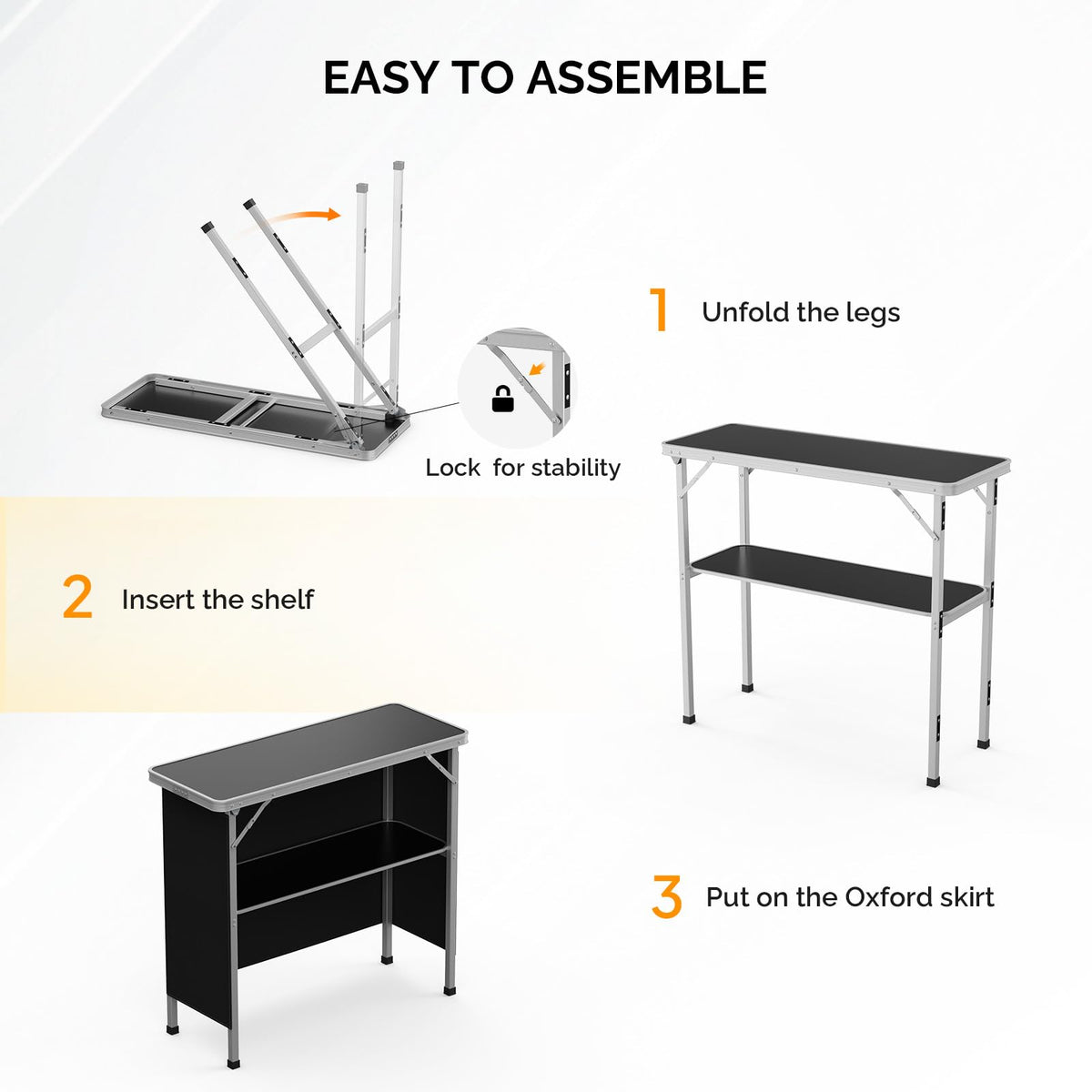 Portable 2-Tier Mobile Bar Table with Black Skirt R106