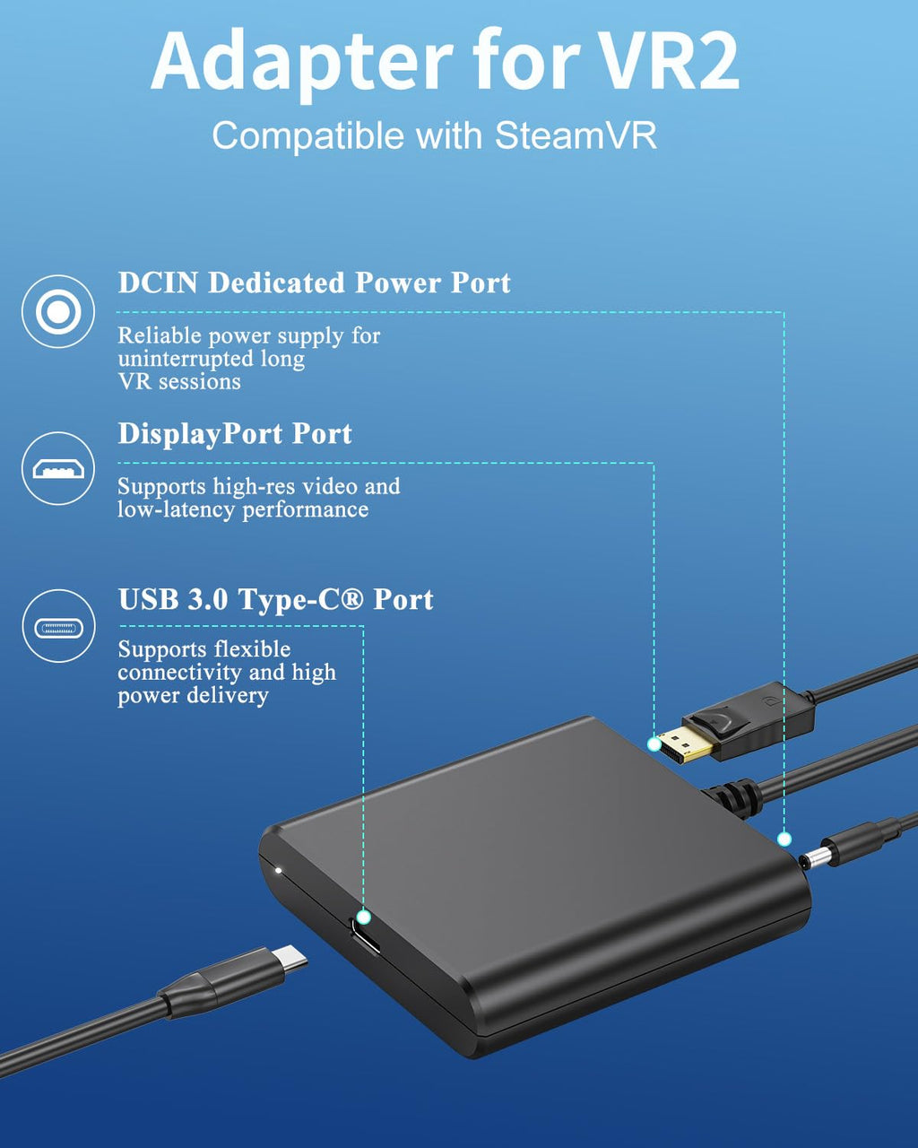 Adapter for VR2 with DP 1.4 Cable & 15W AC Power Supply D44162