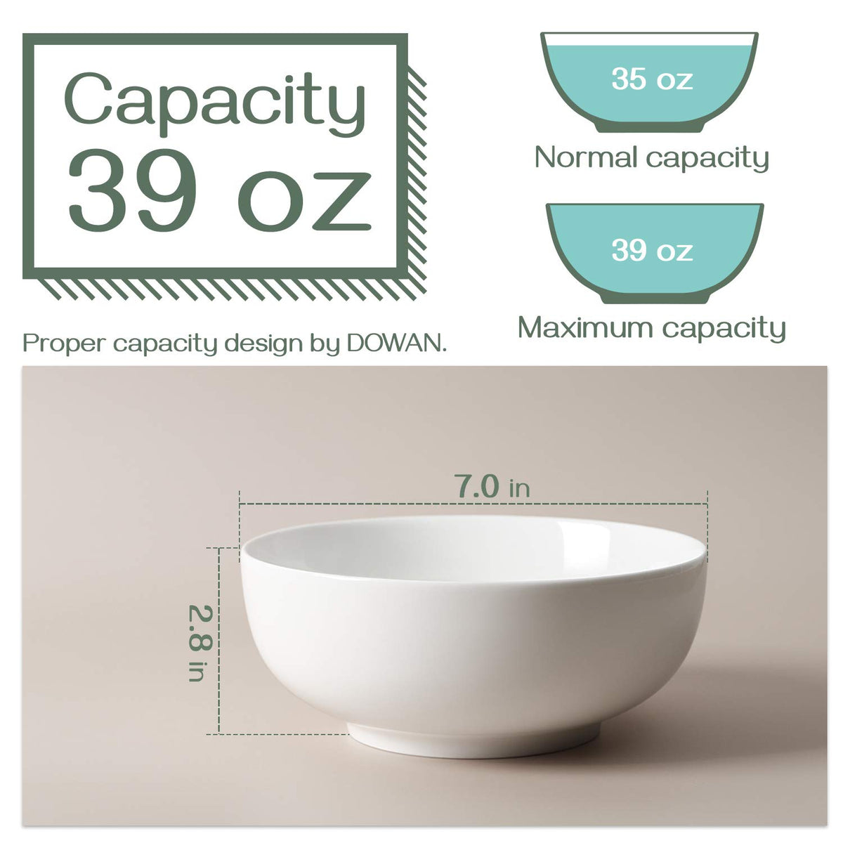7" & 4.5" White Ceramic Bowls Set of 4 Z1019
