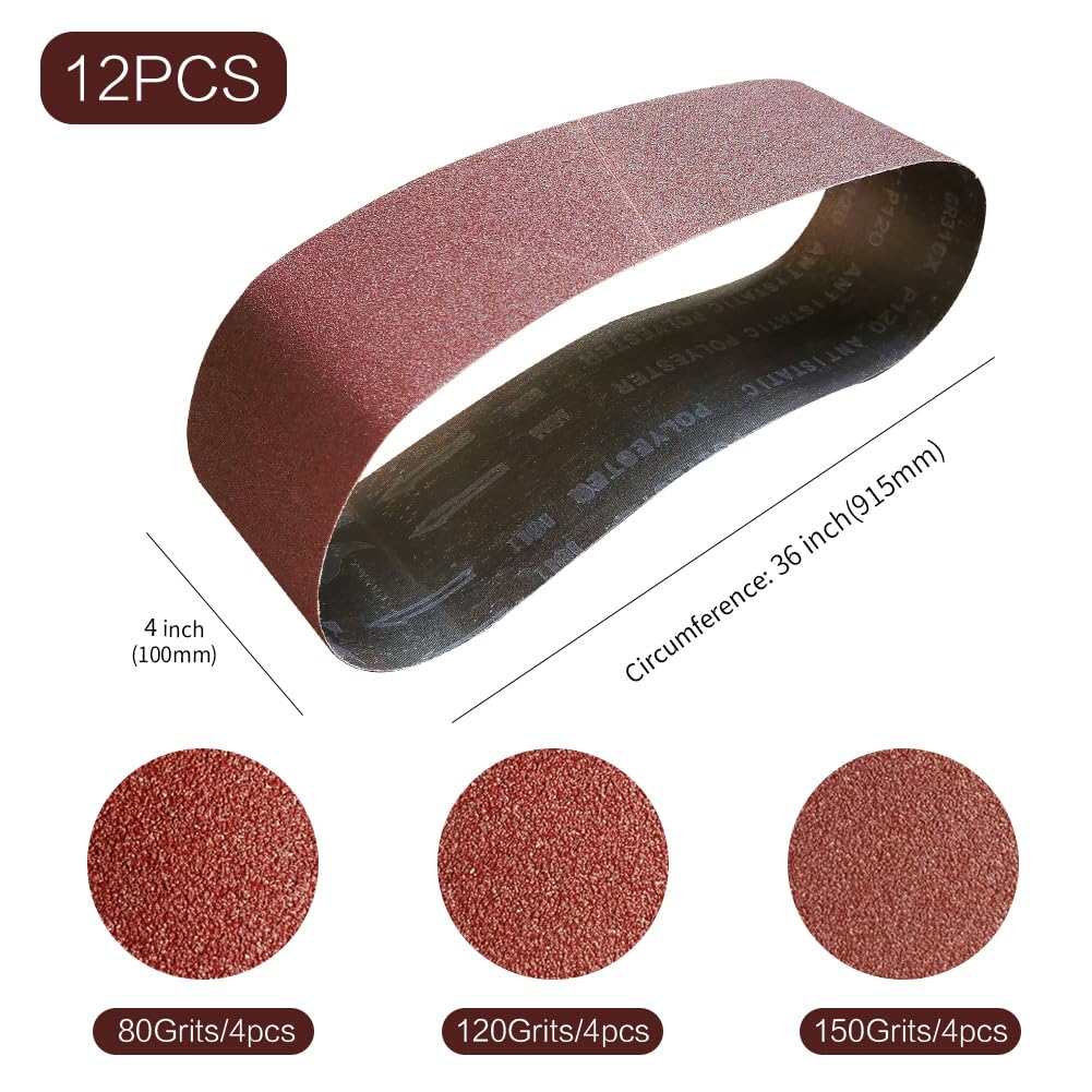 4 x 36 Inch 12 Pcs Aluminum Oxide Sanding Belt I25886