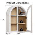 White Arched Wall Mount Bathroom Cabinet with Glass Doors M551