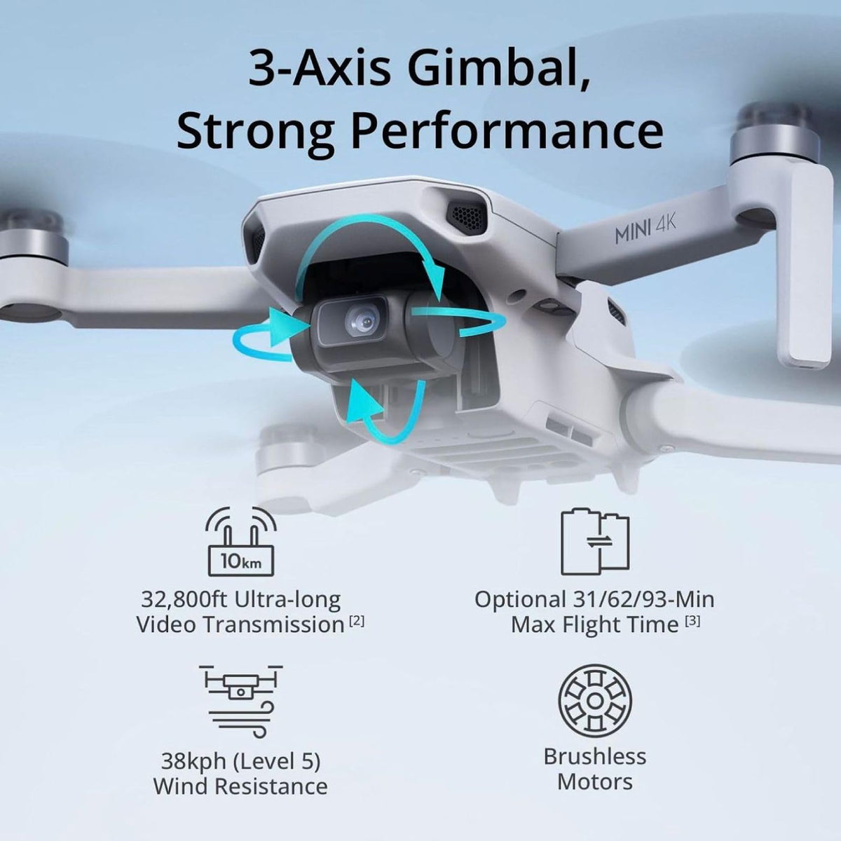 4K Camera Drone with 3-Axis Gimbal, 2 Batteries R9820