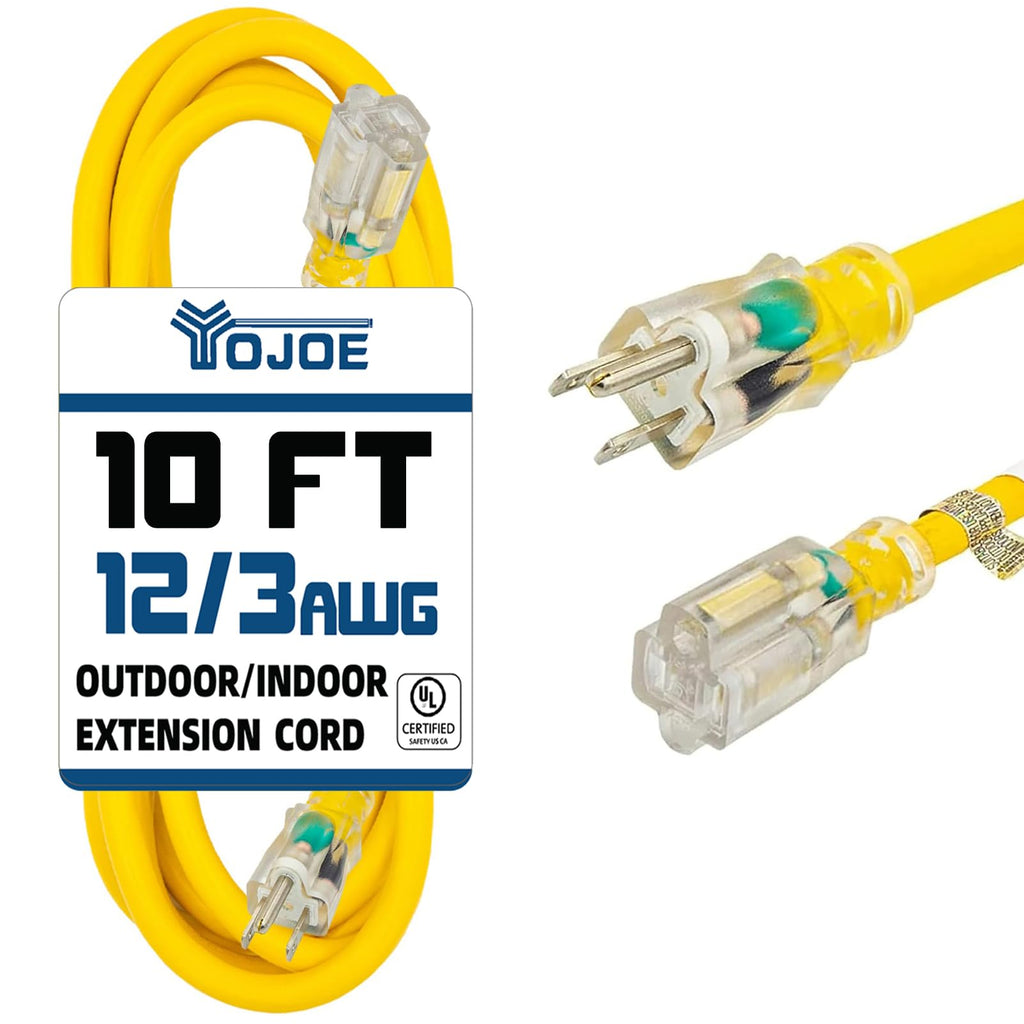 Yellow 12 Gauge 10 ft Extension Cord T3790