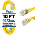 Yellow 12 Gauge 10 ft Extension Cord T3790