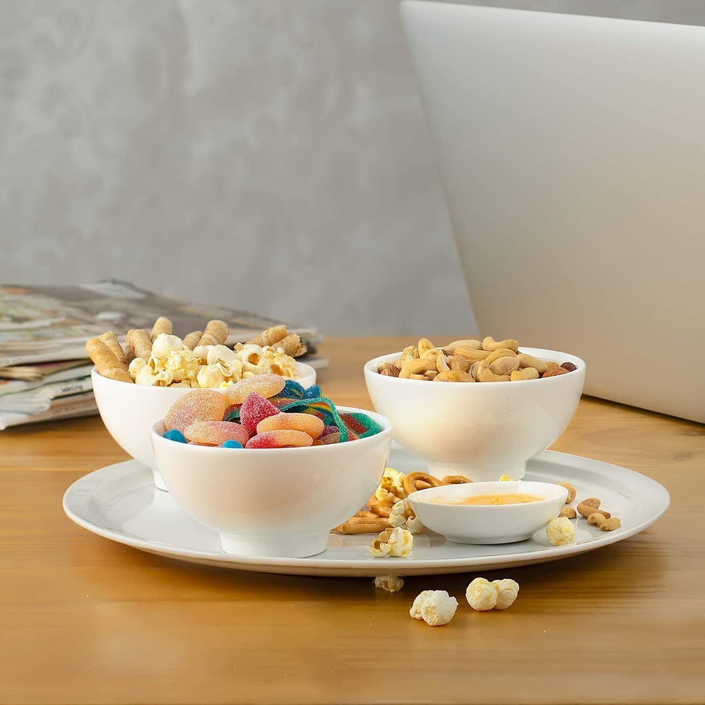 7" & 4.5" White Ceramic Bowls Set of 4 Z1019