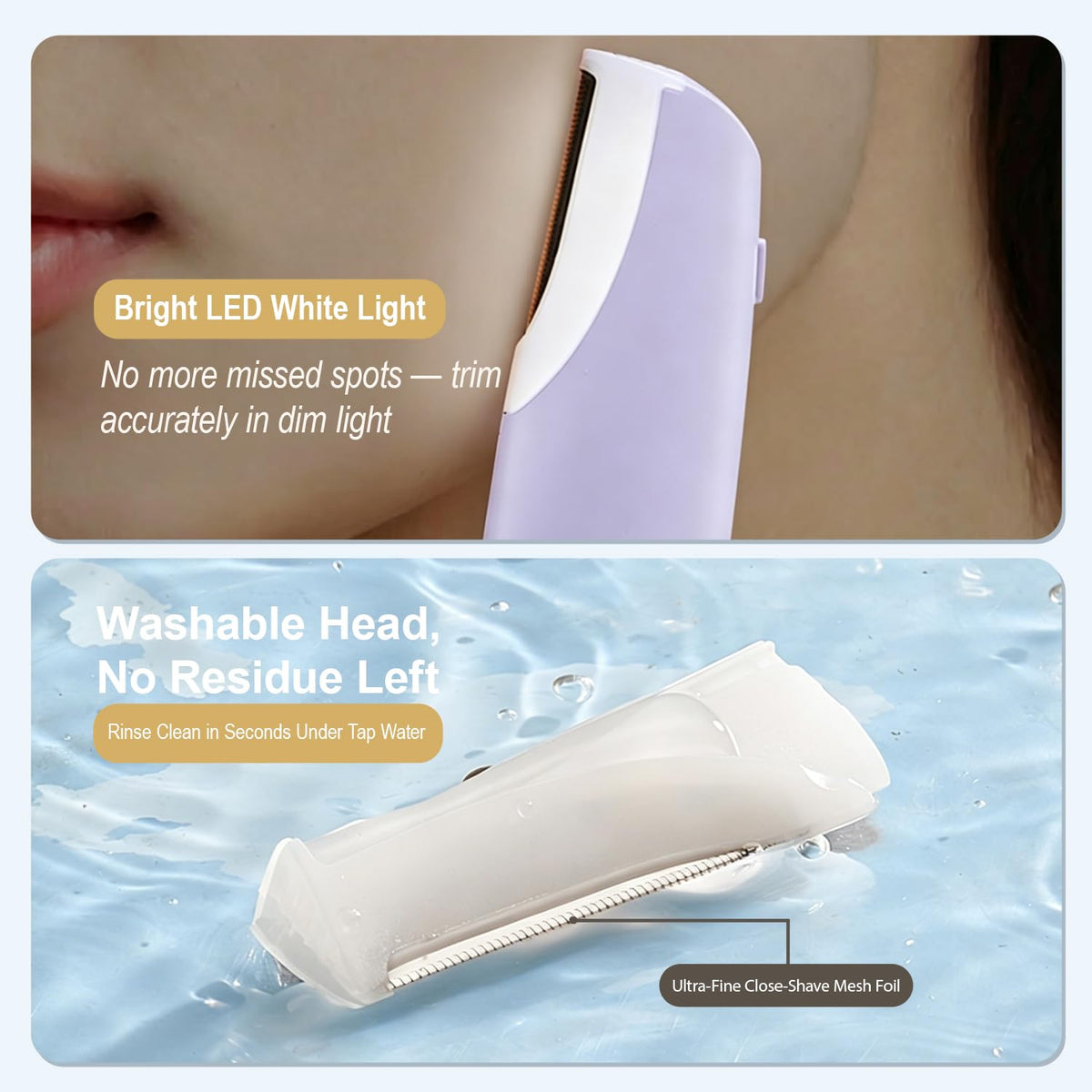 Rechargeable Dermaplane Razor with 4 Blades LED Light P1769
