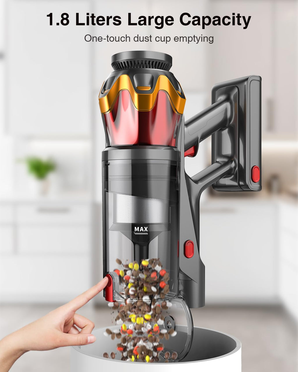Cordless Stick Vacuum Cleaner 650W 55KPa Red Q399