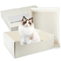 8 Pack White Foldable Disposable Litter Boxes with Scoop Y927720