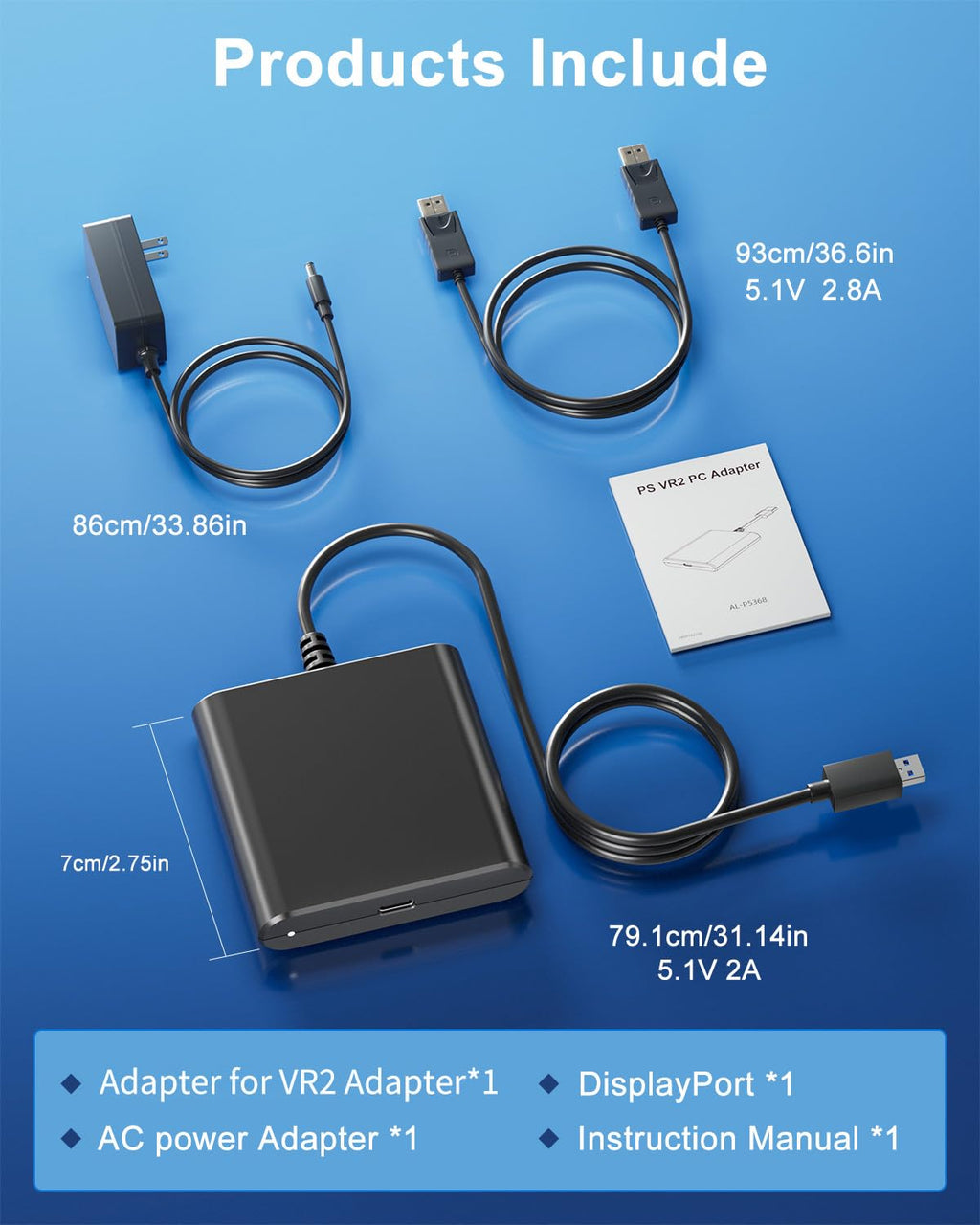 Adapter for VR2 with DP 1.4 Cable & 15W AC Power Supply D44162