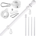 White 5 FT Stainless Steel Wall Mount Flag Pole Kit with 360° Rotating Rings A5985