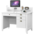White Computer Desk with Drawers and Hutch O1369