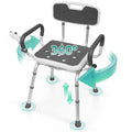Swivel Shower Chair with Arms & Back, Heavy Duty Non-Slip Rotating Shower Bench Seat B254504
