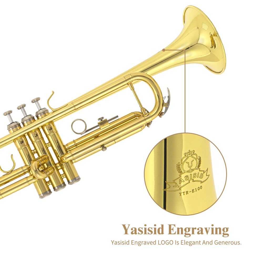 Trumpet Instrument with Case, Mouthpiece, Cloth and Gloves Q754