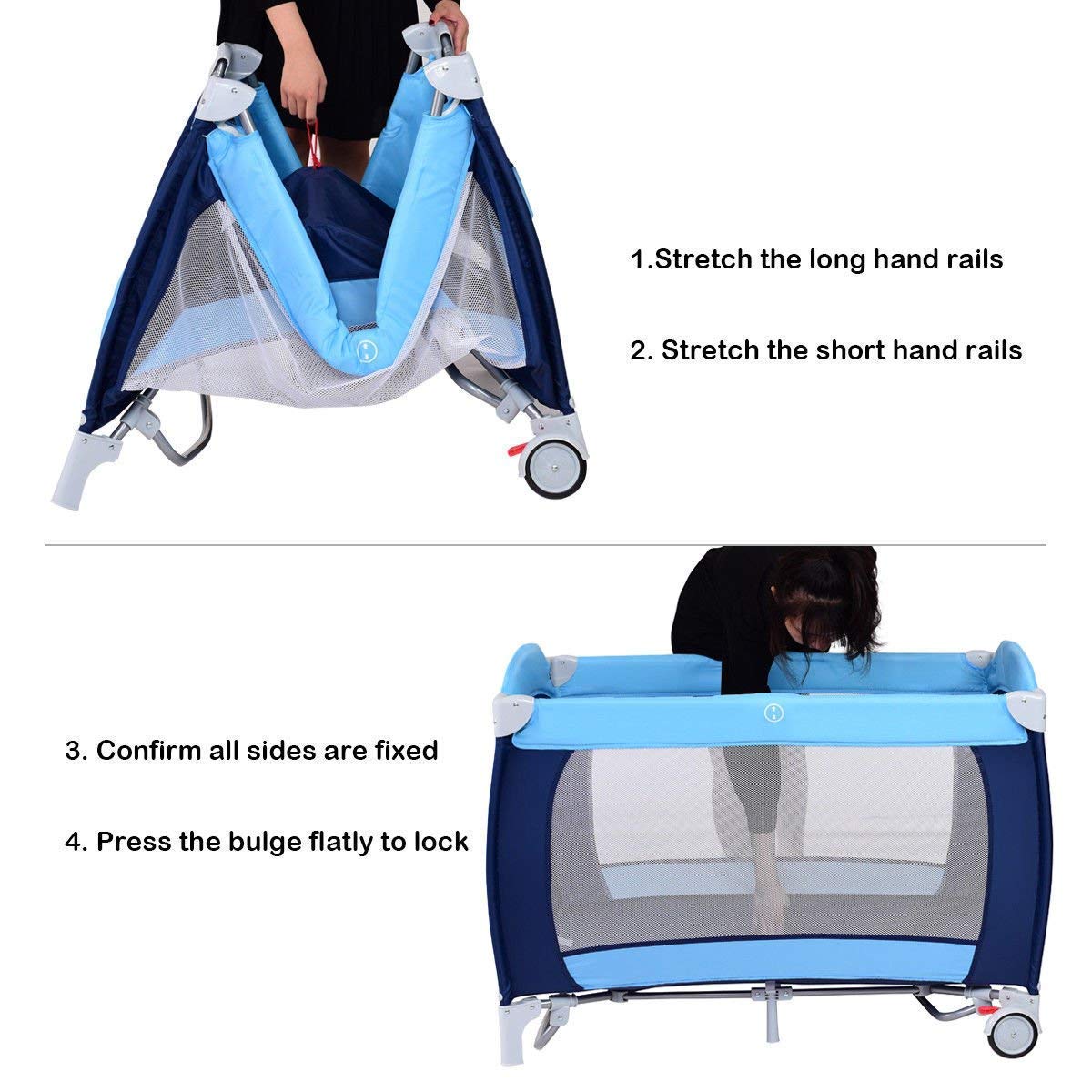 4-in-1 Portable Baby Playard with Bassinet and Changing Table Q295