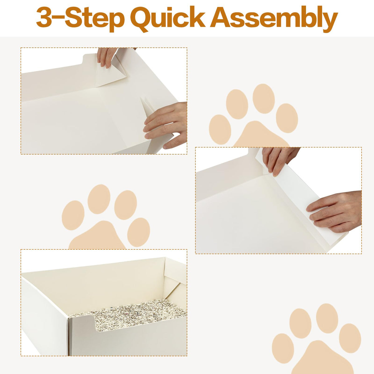 8 Pack White Foldable Disposable Litter Boxes with Scoop Y927720
