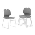 Grey Polypropylene Steel Stacked Office Chair Set L58023