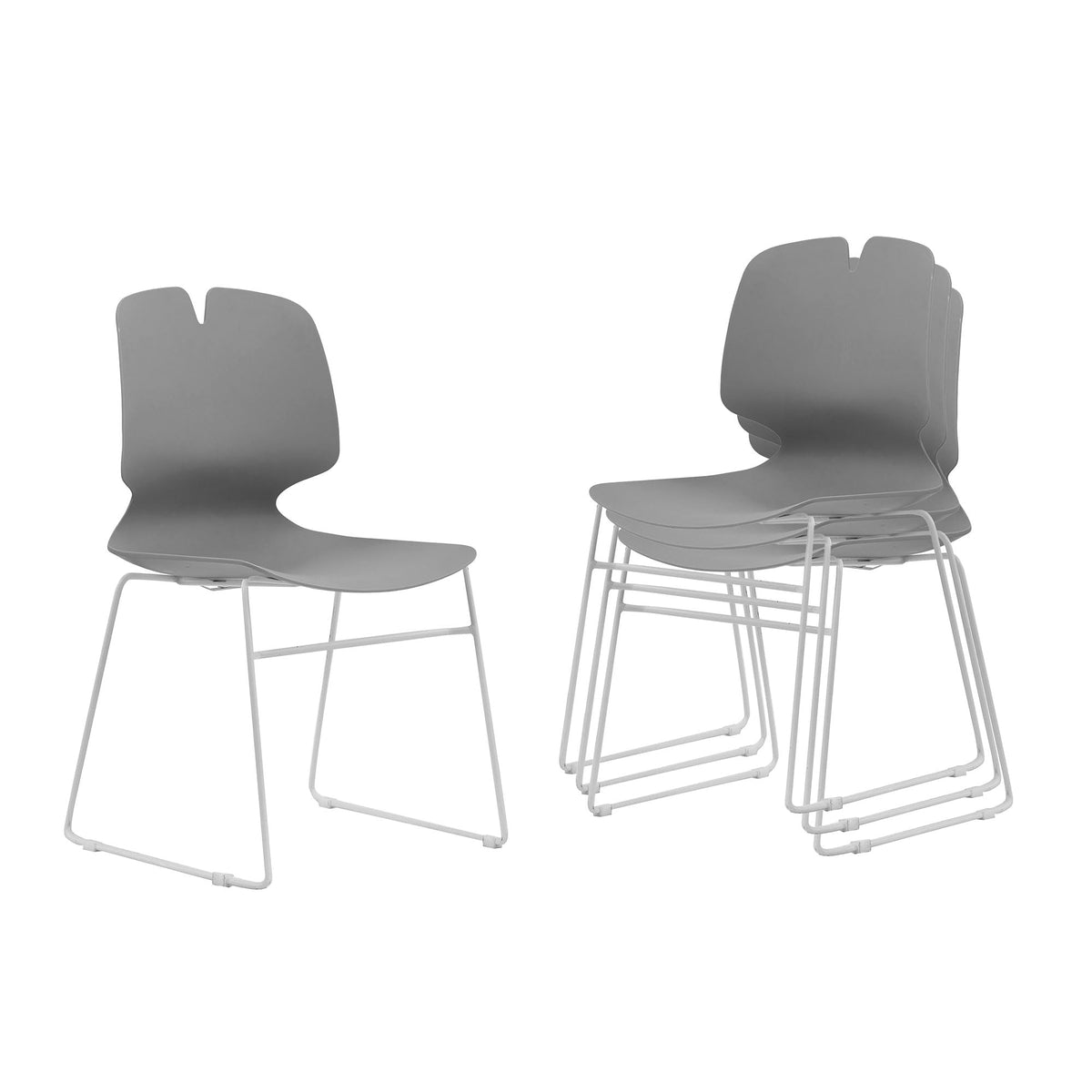 Grey Polypropylene Steel Stacked Office Chair Set L58023