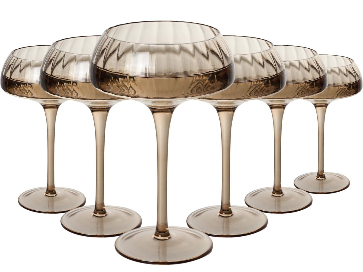 Smoke Gray Coupe Glasses Set of 6 D829