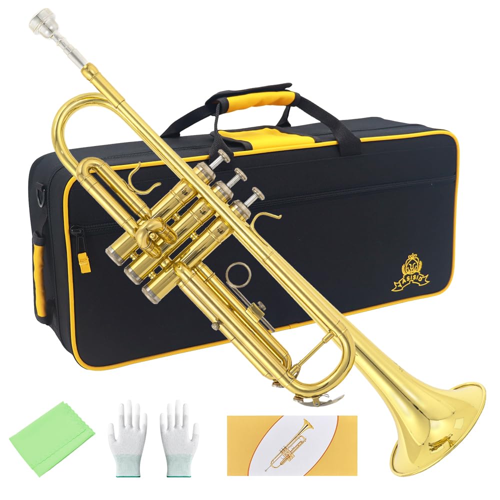 Trumpet Instrument with Case, Mouthpiece, Cloth and Gloves Q754