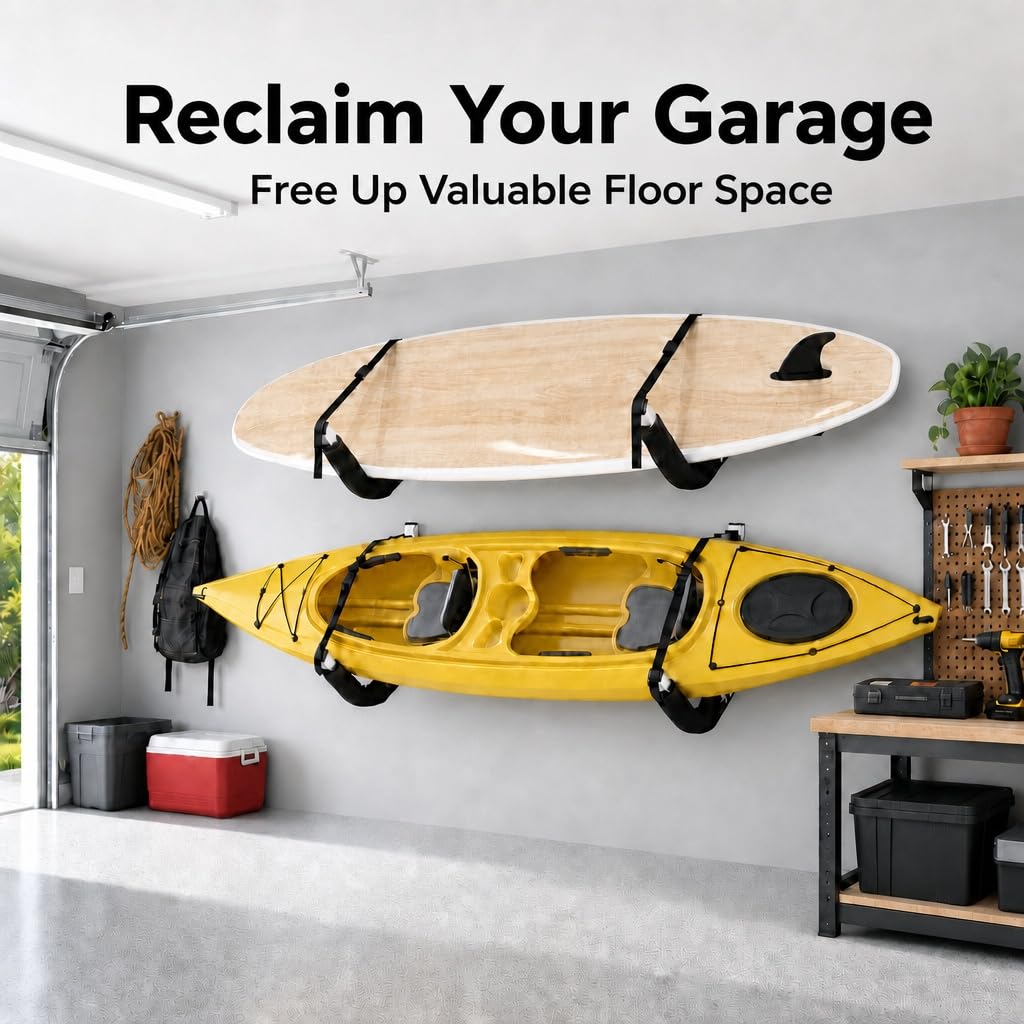 Kayak Wall Mount Storage Rack, Heavy Duty Steel, 125LB Capacity K221483