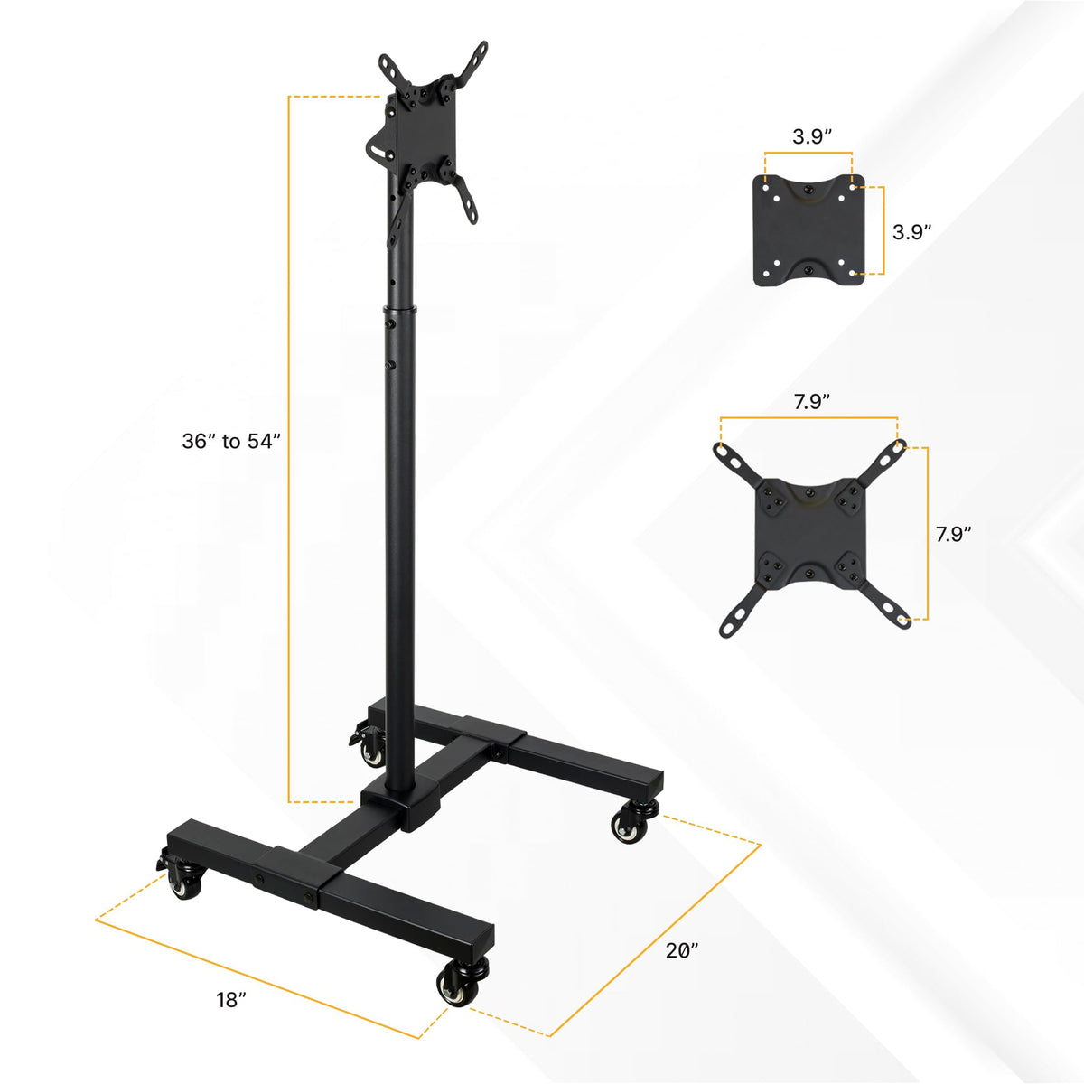 Black Mobile TV Stand with Locking Wheels F16085