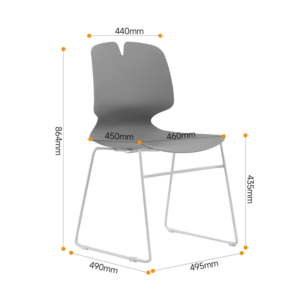 Grey Polypropylene Steel Stacked Office Chair Set L58023