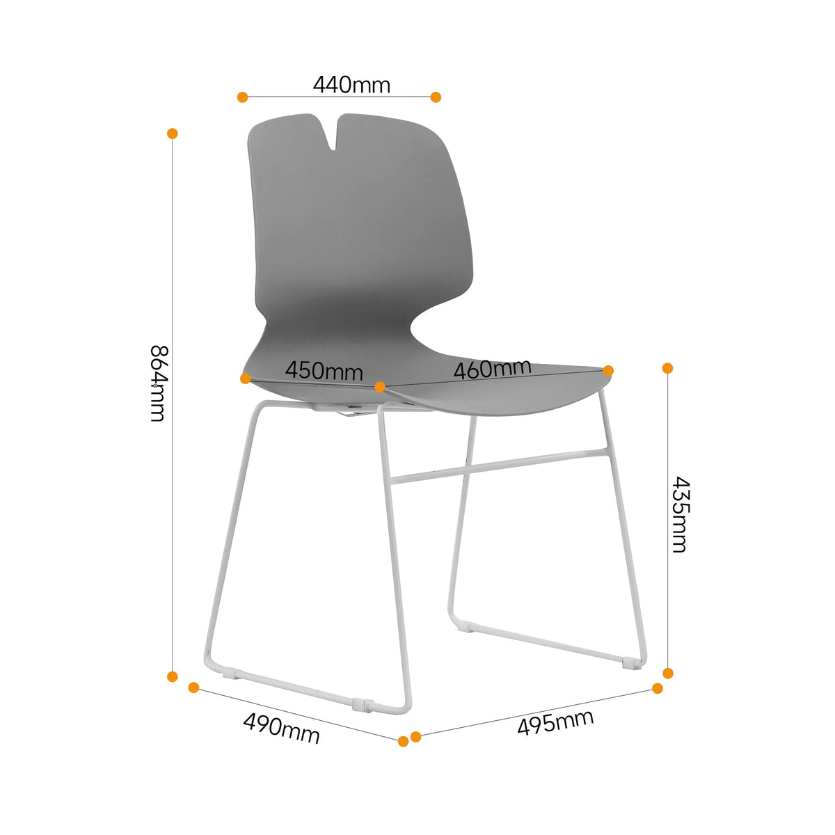 Grey Polypropylene Steel Stacked Office Chair Set L58023