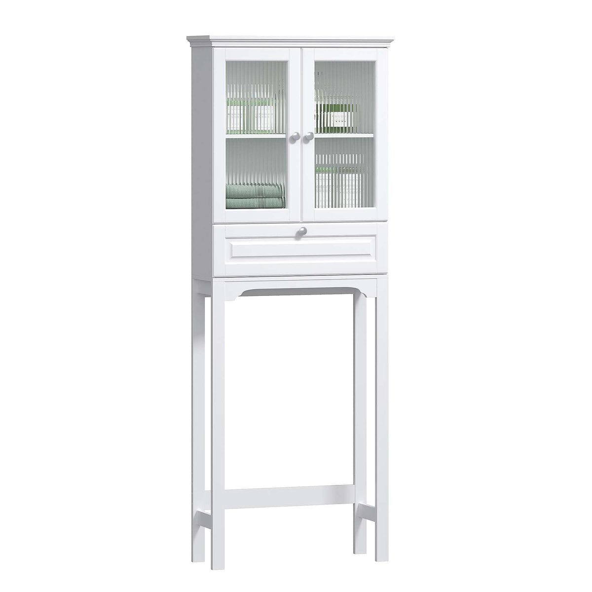 Over the Toilet Storage Cabinet with Glass Doors, White E272580
