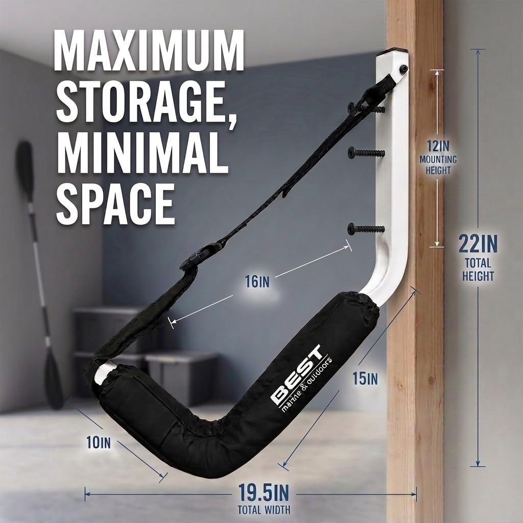 Kayak Wall Mount Storage Rack, Heavy Duty Steel, 125LB Capacity K221483
