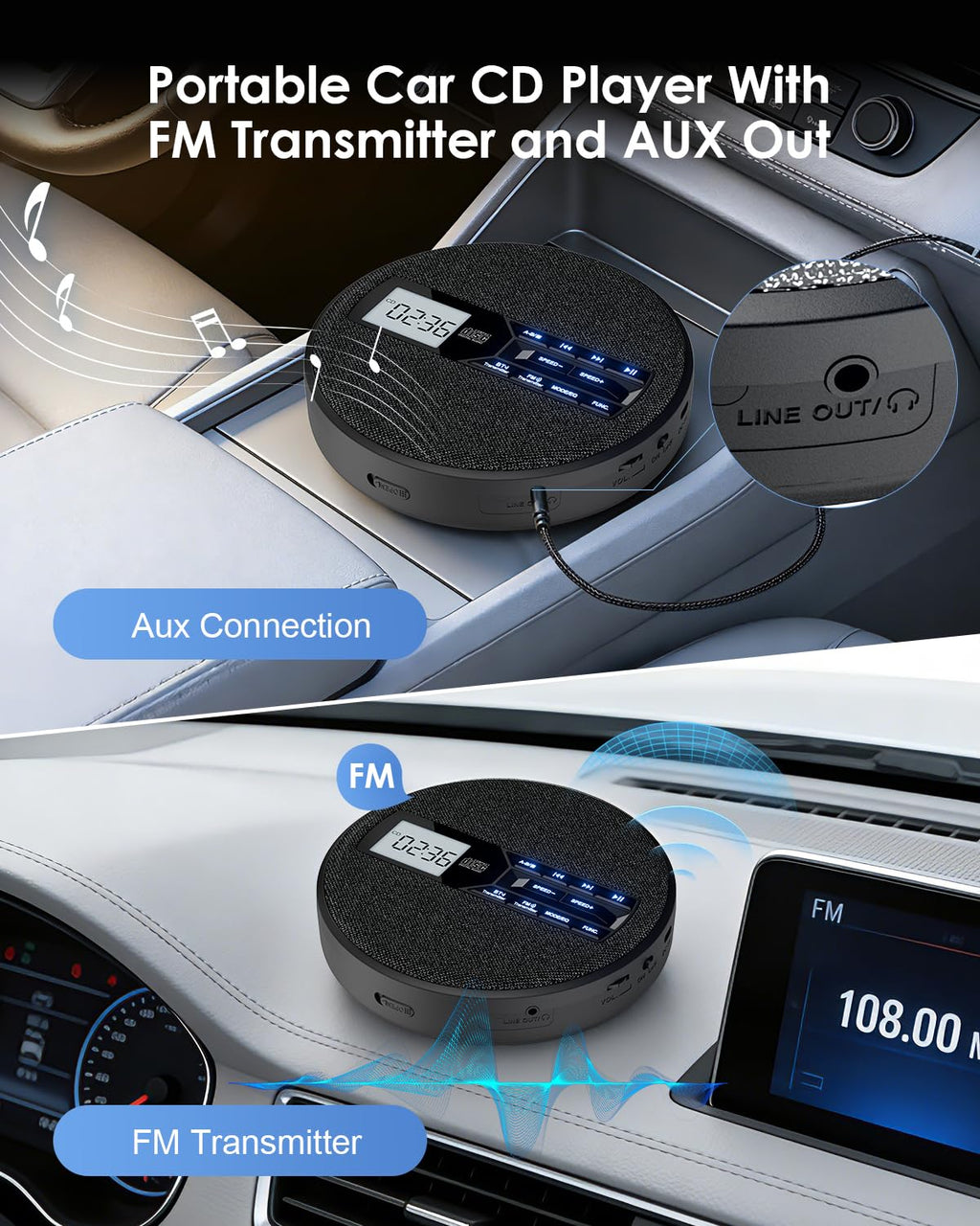 Portable CD Player with Bluetooth & FM Transmitter I9041