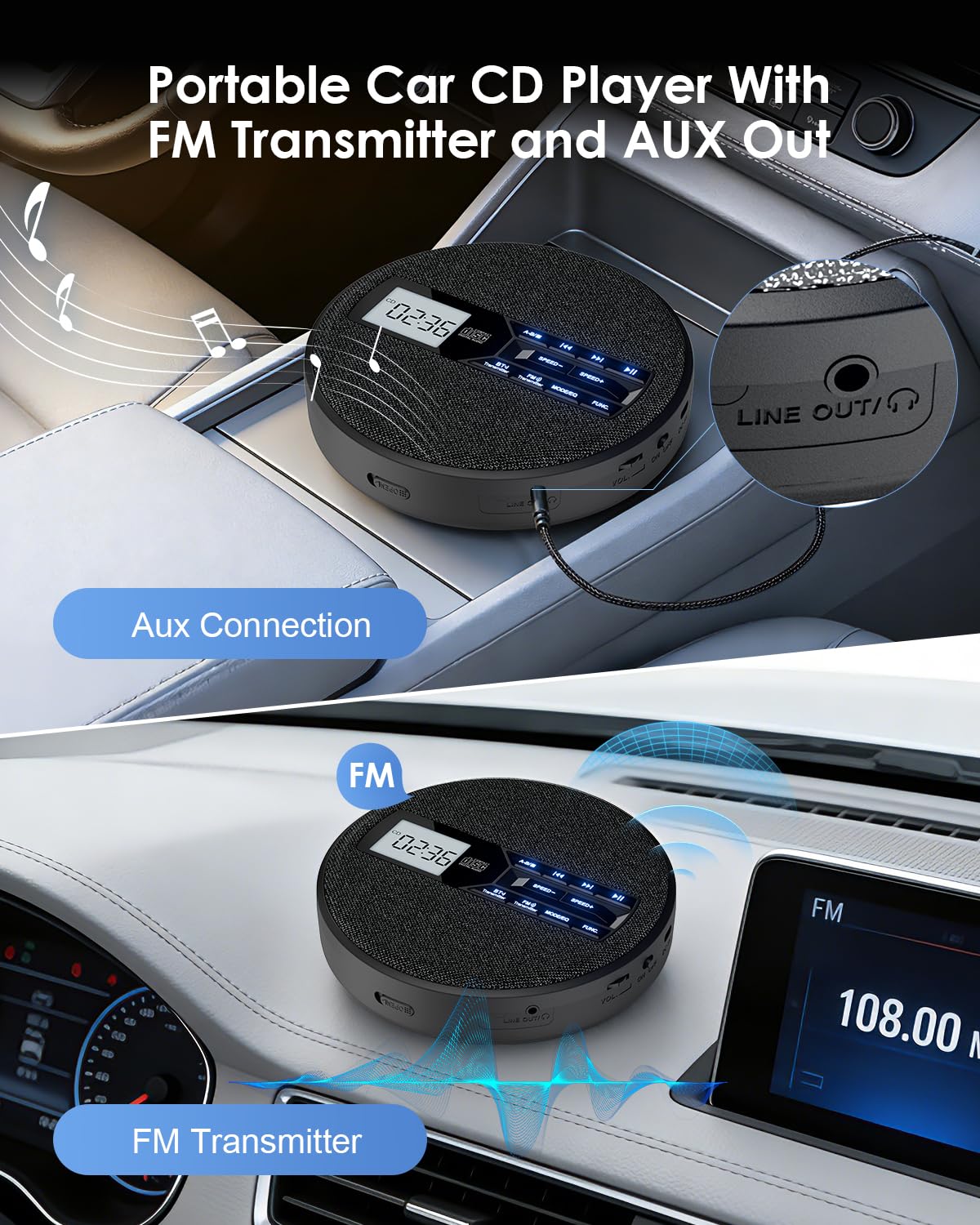 Portable CD Player with Bluetooth & FM Transmitter I9041