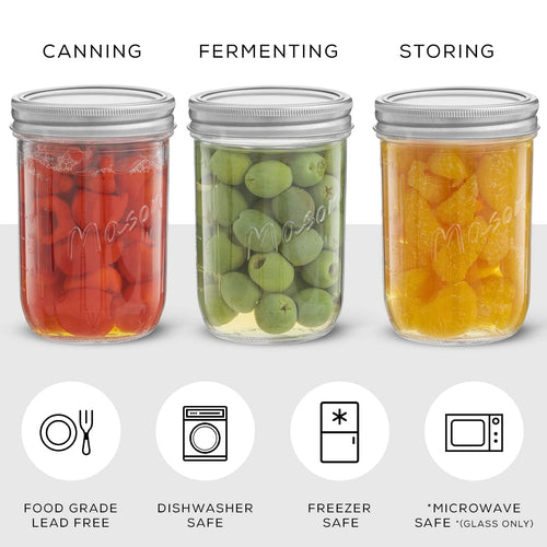 16 Oz 6-Pack Wide Mouth Glass Mason Jars with Lids G32658