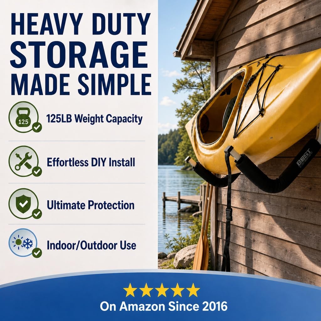 Kayak Wall Mount Storage Rack, Heavy Duty Steel, 125LB Capacity K221483