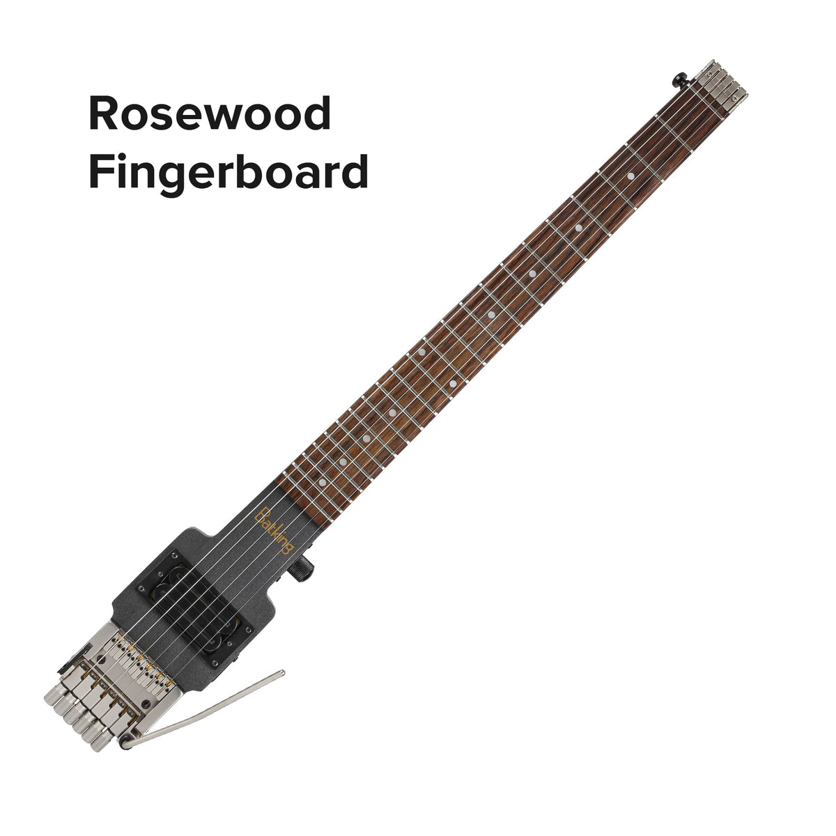 Travel Electric Guitar Headless 6 String One-piece Canada Maple Neck Double Locking Tremolo Bridge with Gigbag E714