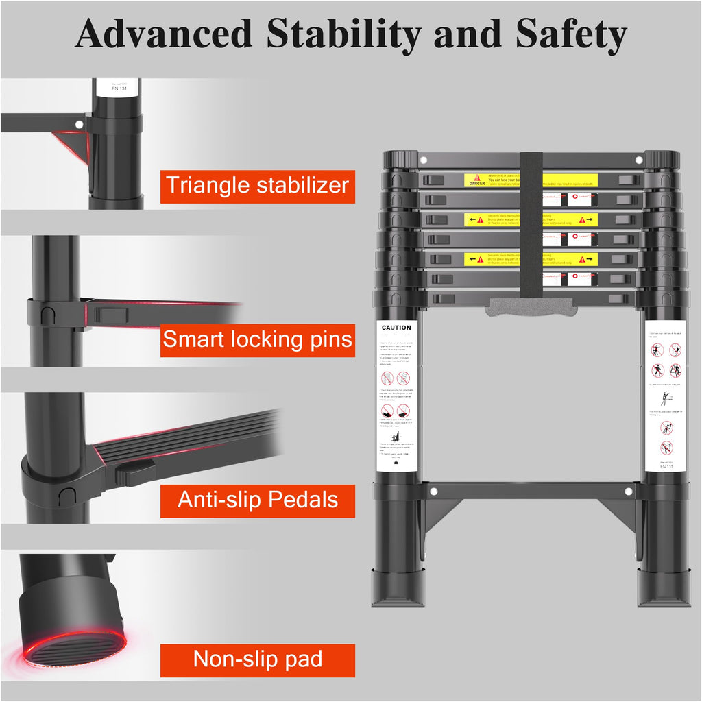 8.5 FT 330 Lbs Aluminum Telescoping Ladder S4111