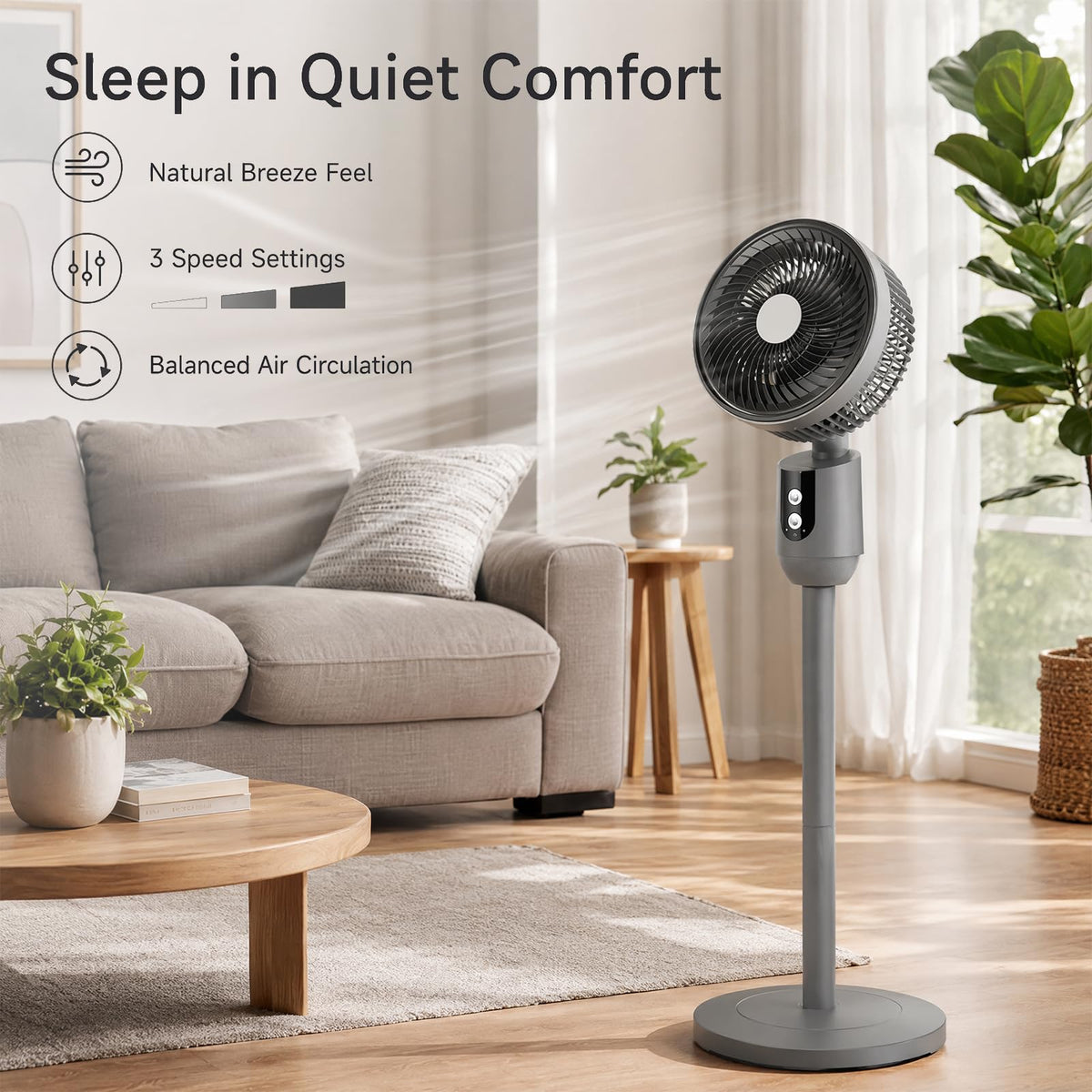 Super Quiet Adjustable Pedestal Fan D84937