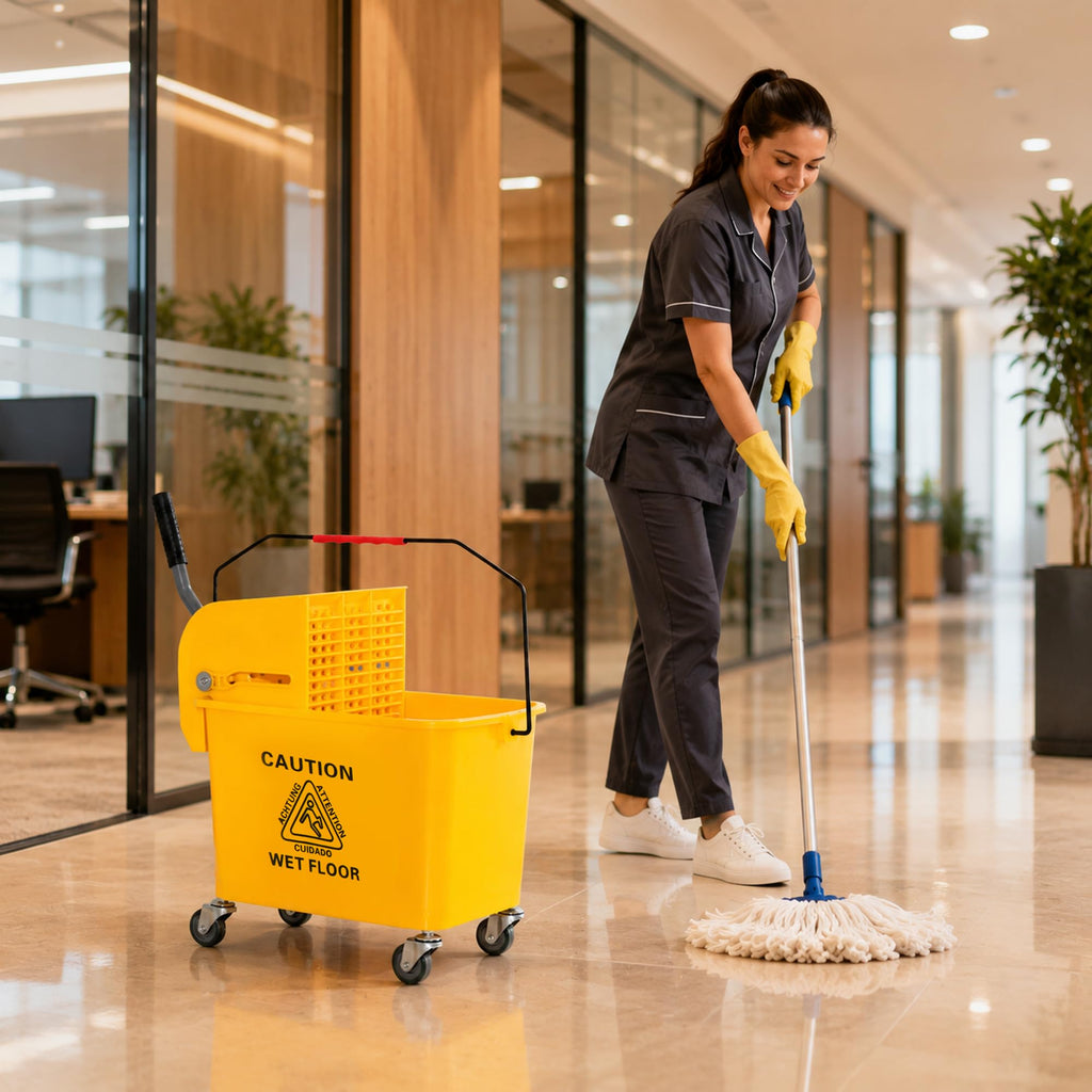 Yellow 21 Quart Mop Bucket with Wheels S31543