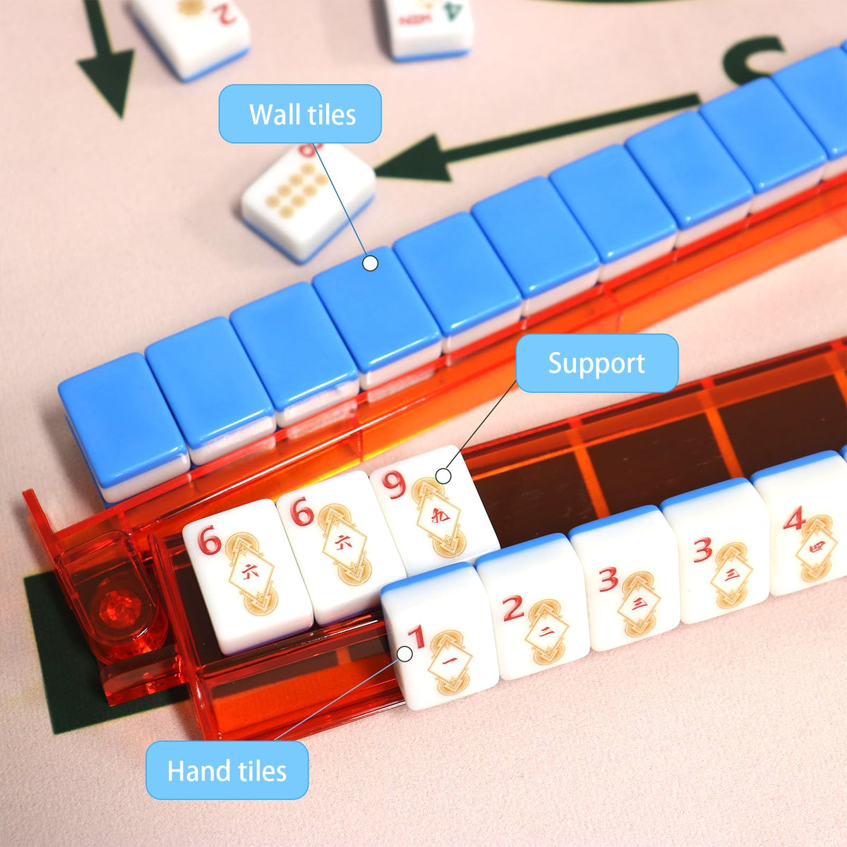 Set of 4 Compact Plastic Mahjong Racks with Pushers I274