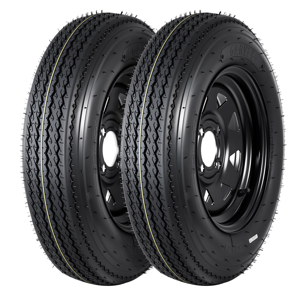 2-Pack Trailer Tire On Rim 5.30-12 4 Lug 12 in Wheels Load Range C Black V68422
